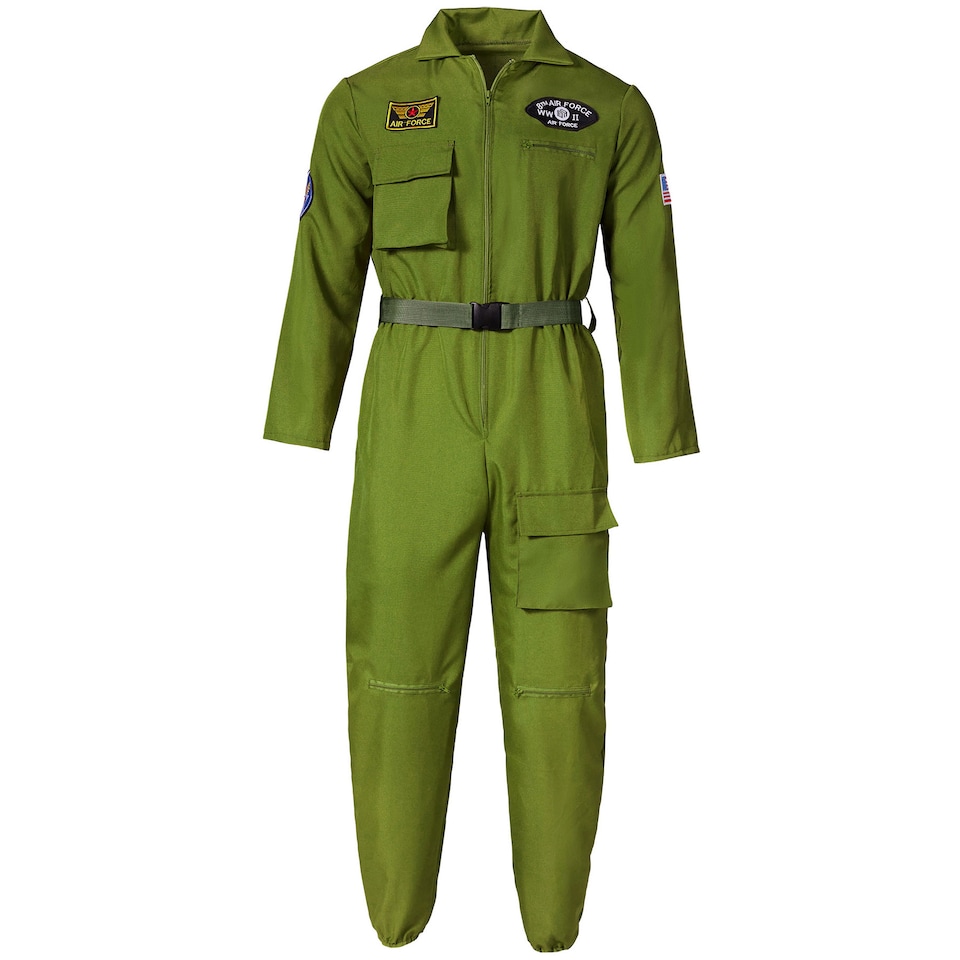 image 1 of Fighter Pilot Costume - womens fancy dress, olive green, military inspired | Green | green | 1