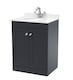 image 1 of Balterley Swynnerton Traditional 2 Door Floor Standing Vanity Unit with Marble Basin, Dark Grey, 600mm