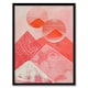 image 1 of Coral Pink Mountain Range Abstract Geometric Black Framed Wall Art Print A4