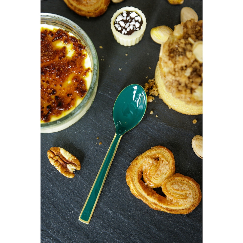 image 1 of Artesà Gold-Plated Emerald Enamel Cutlery, Gift Boxed