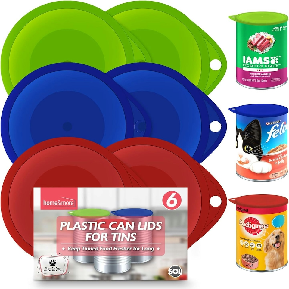 image 1 of SOL 6pk Plastic Can Lids for Tin Can – Silicone Tin Covers for Food Storage