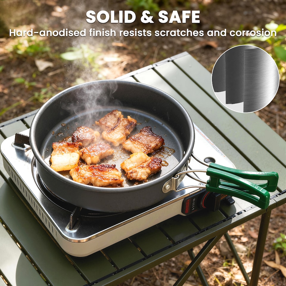 image 1 of Outsunny Camping Cookware Set, 8-Piece Ultralight Camping Cooking Kit Grey | Grey | Grey, Green | Φ17 x 10 cm packed