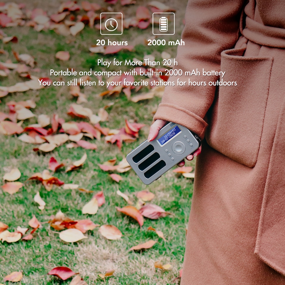 image 1 of Portable DAB/DAB+/FM Radio Dual Alarm Clock with Built-In Rechargeable Battery - RDS, DRC, Prune & AUX Output - August MB225S