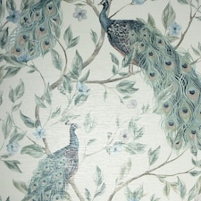 Arthouse Keeka Peacock Wallpaper - Blue/Neutral - 10m x 53cm | Blue