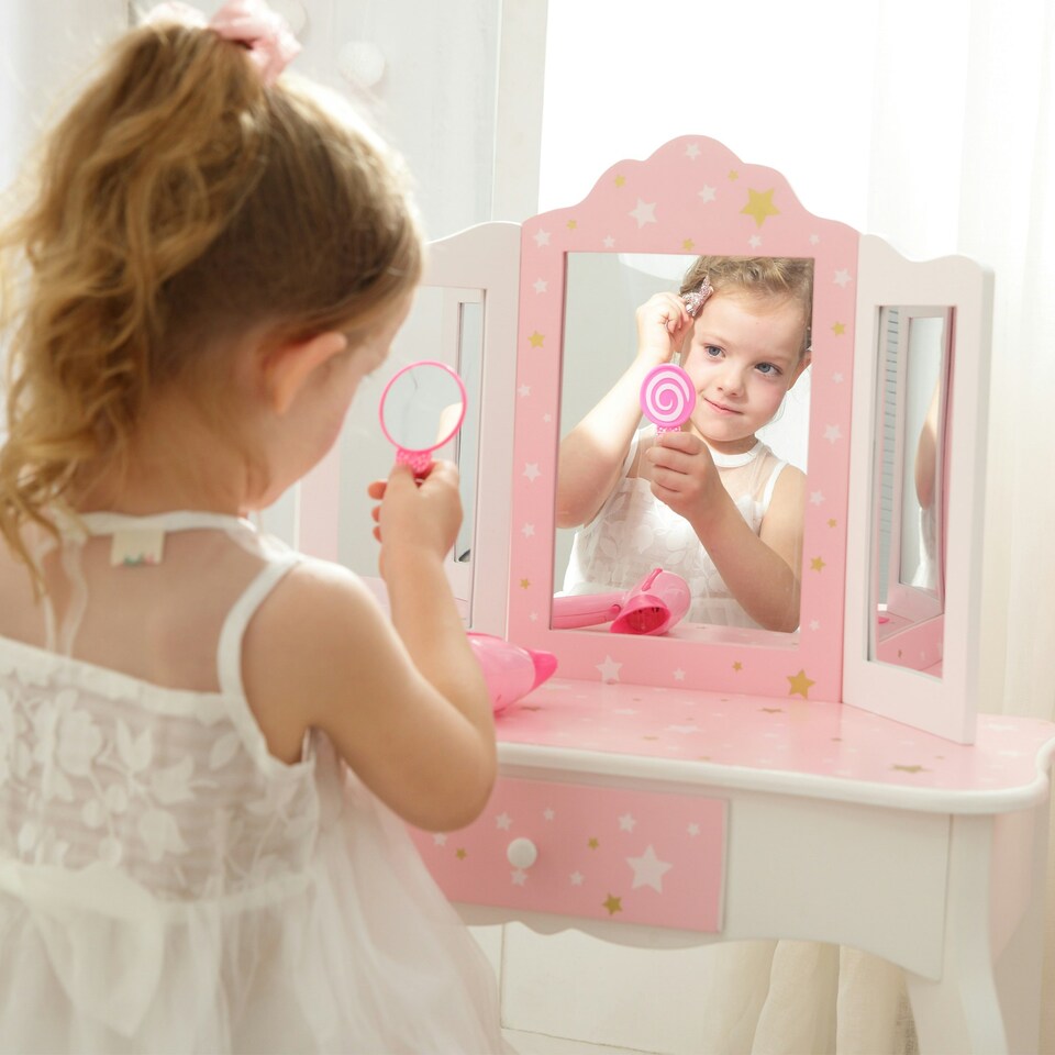 image 1 of Teamson Kids Gisele Play Vanity Set with Mirrors