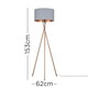 image 3 of ValueLights Camden Copper Tripod Floor Lamp Grey & Copper Shade & Bulb Grey