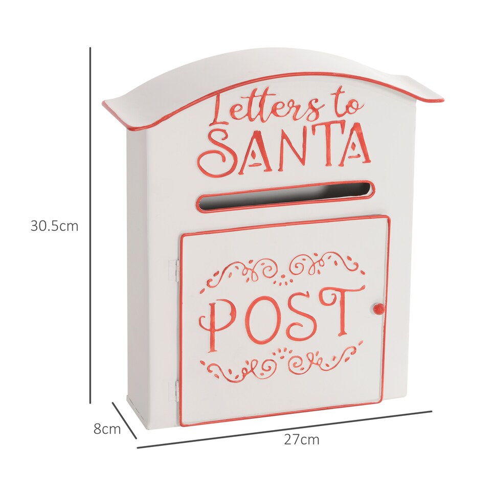 image 1 of HOMCOM Christmas Post Bo, Letters to Santa Mailbo, Wall Mounted Postbo, Christmas Decoration for Indoor and Outdoor, White