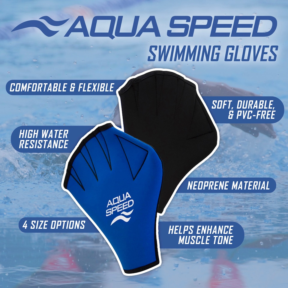 image 1 of Unisex Adult Swimming Gloves Neoprene Aqua Fitness Aqua Workout Gear | Blue | Blue | Small | 1