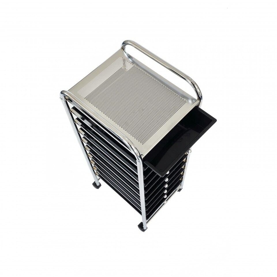 image 1 of Oypla 10 Drawer Storage Mobile Makeup Salon Trolley Portable Storage Organiser Black