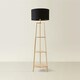 image 3 of ValueLights Hiru Wooden 3 Tier Shelf Floor Lamp Black Shade Black