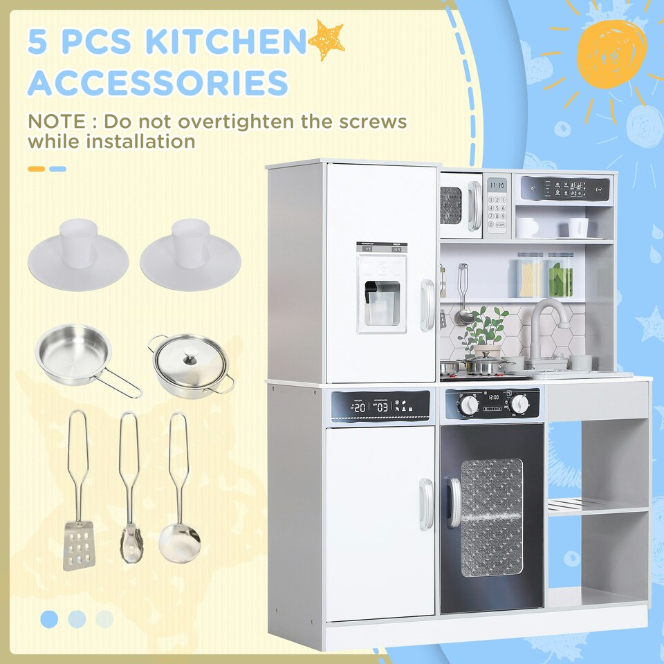 image 1 of AIYAPLAY Play Kitchen, Pretend Toy Kitchen w/ Sounds, Lights, Microwave
