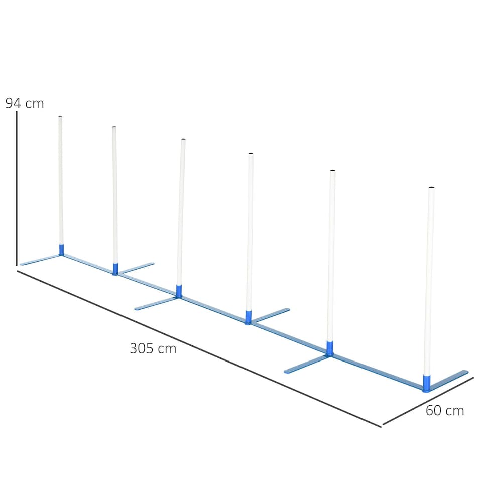 image 1 of PawHut Dog Weave Pole Set Agility Starter Kit Pet Outdoor Exercise Training Set