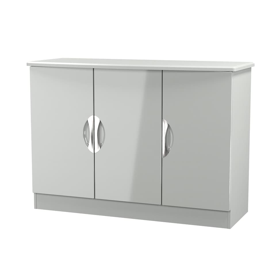image 1 of Holborn 3 Door Sideboard in Grey Gloss & Dusk Grey (Ready Assembled) | Grey | Grey Gloss & Dusk Grey