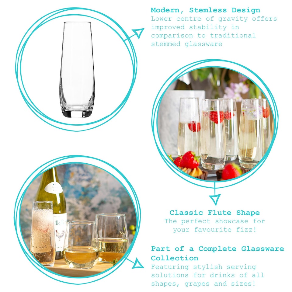 image 1 of Argon Tableware Corto Stemless Champagne Flutes - 230ml - Pack of 6