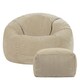 image 4 of Kingston Cord Adults Bean Bag Chair and Pouffe, Ready Filled Beanbag and Footstool Stone Beige | Cream | Natural | 2