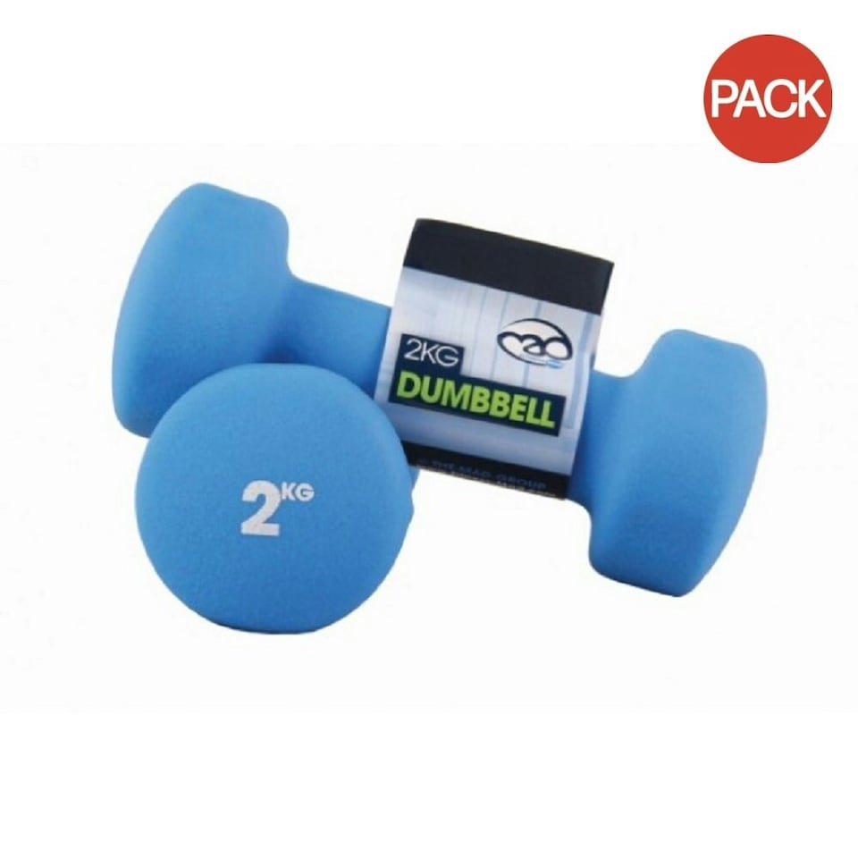 Fitness Mad Neoprene Dumbell Set (Pack Of 2) - Blue - 2kg