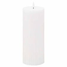 Luxe Collection Natural Glow 3.5x9 Texture Ribbed LED Candle - Plastic/Wax - L9 x W9 x H23 cm - White White | White