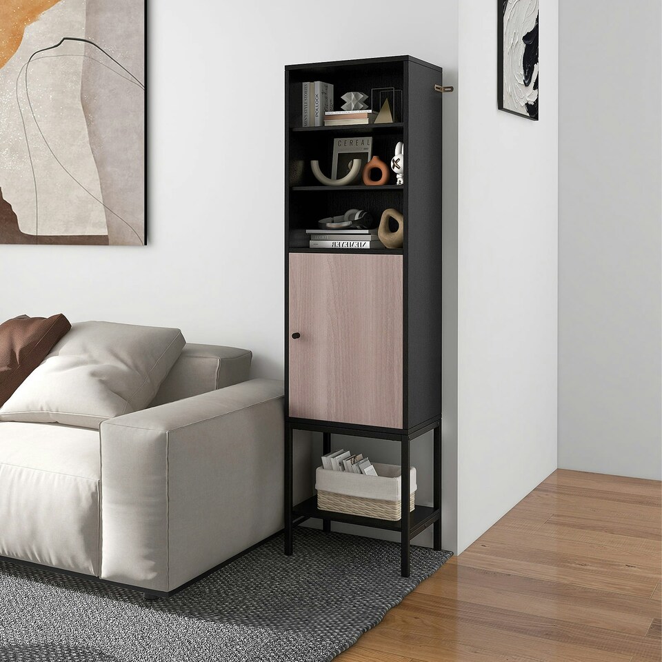 image 1 of COSTWAY Storage Cabinet w/Adjustable Shelf Black Black