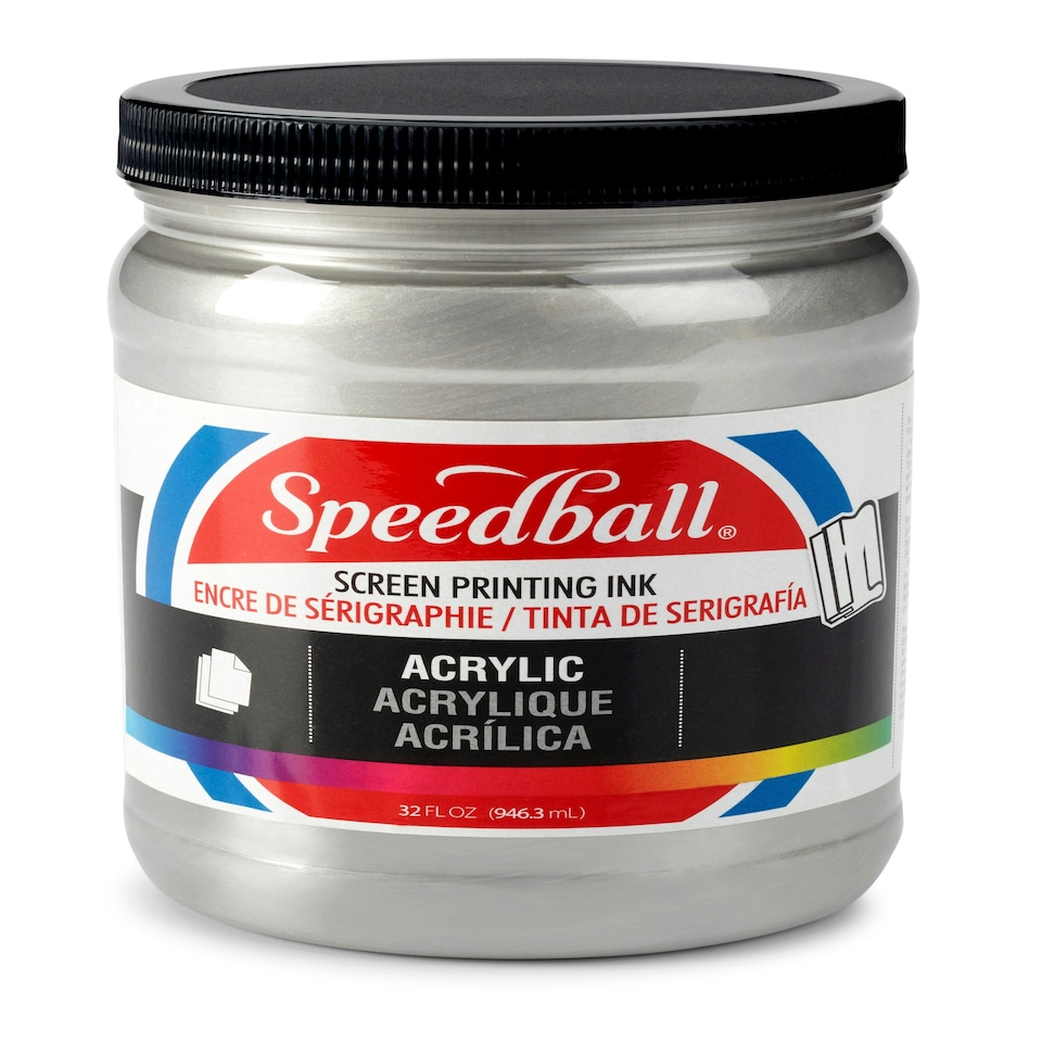 Speedball Acrylic Screen Printing Ink, Silver, 32oz
