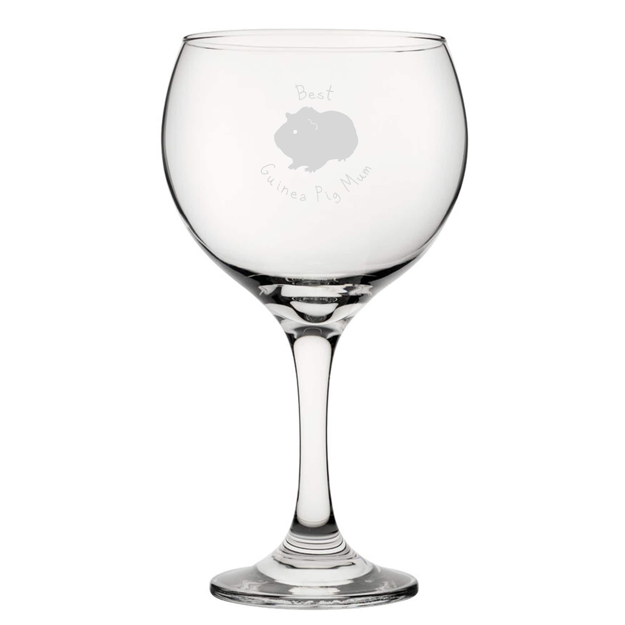 Personalised Best Guinea Pig Dad Engraved Gin Balloon Cocktail Glass