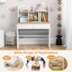 image 5 of COSTWAY Kids Wooden Study Desk Children Writing Table with Hutch & Drawer