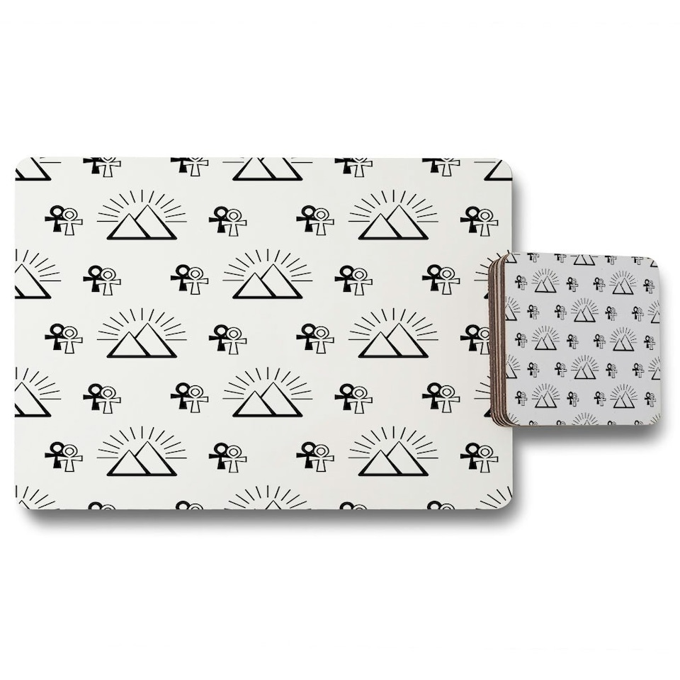 Egyptian pyramid and ankh (Placemat & Coaster Set)