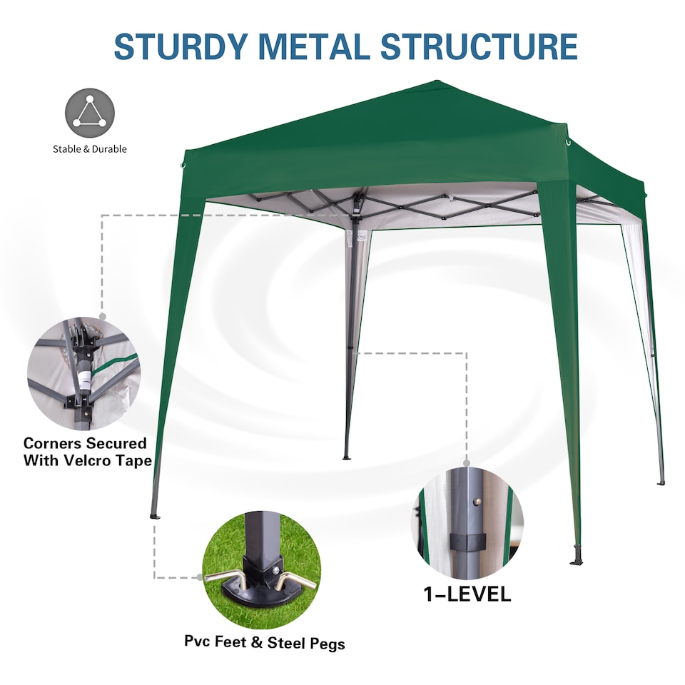image 1 of MCC Direct 2X2 Pop up Green Gazebo with Sides | Green | Green