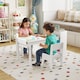 image 3 of COSTWAY Kids Art Table and Chairs Set with 2 Chairs White