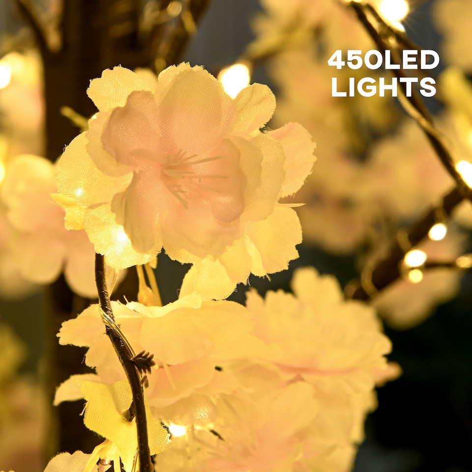 image 1 of HOMCOM 180cm Cherry Blossom Tree Light with 350 LED Lights Fake Sakura Tree