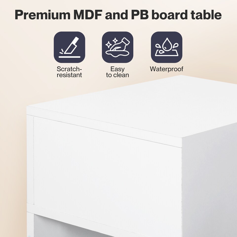 image 1 of Levede Bedside Table Cabinet  Narrow Slim Side Cabinet White Drawer Open Shelf