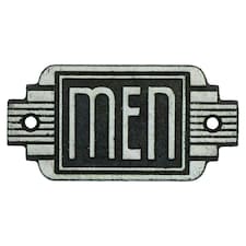 Art Deco Mens Toilet Cast Iron Sign Plaque Door Wall Cafe Shop Pub Hotel Bar