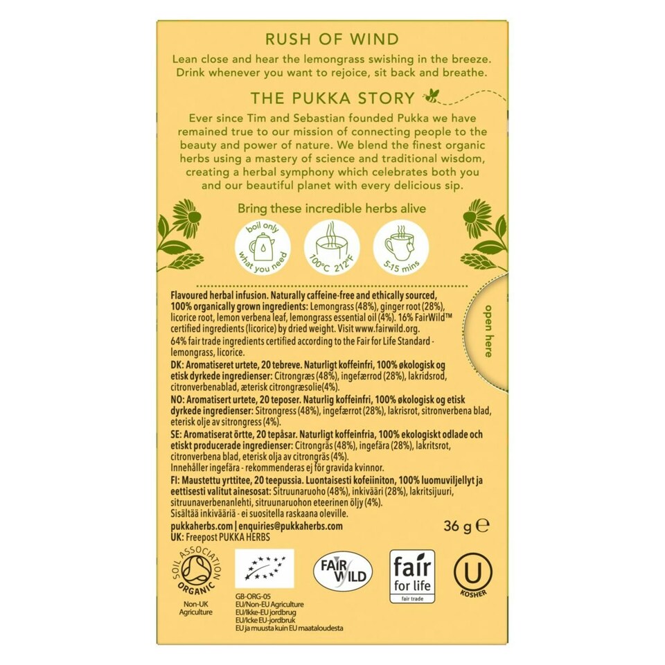 image 1 of Pukka Herbs Organic Herbal Tea, Lemongrass & Ginger, 4 Packs, 80 Teabags 4