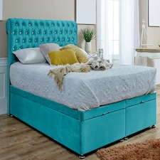 Santino Divan Ottoman Plush Superking Bed Frame - Teal