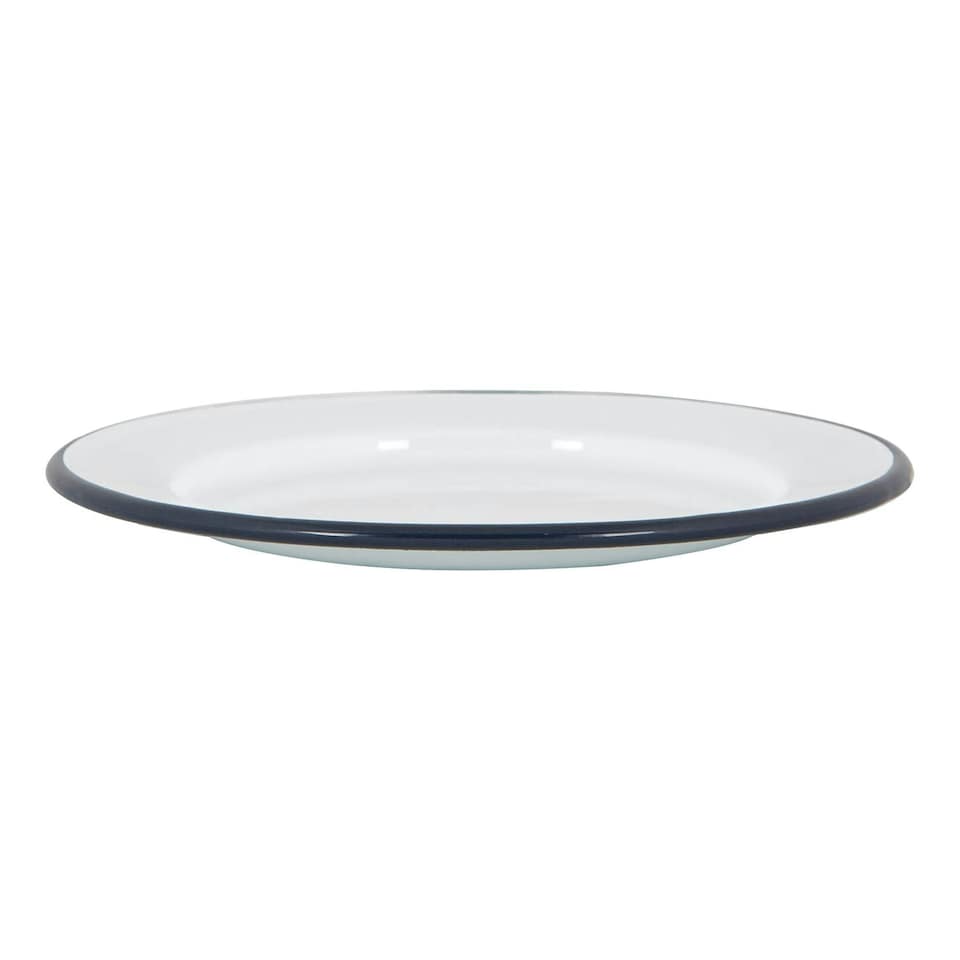 image 1 of Argon Tableware White Enamel Side Plates - 20cm - Navy - Pack of 6 Blue