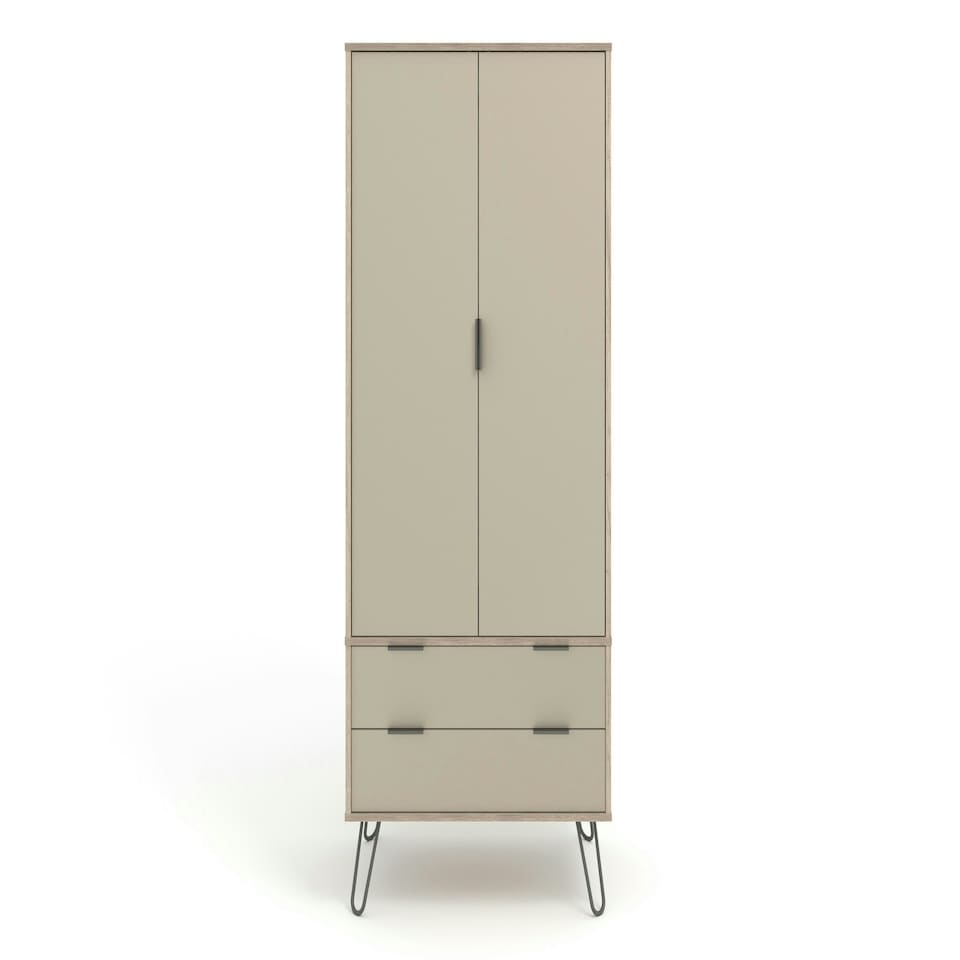 image 1 of Core Products Augusta Driftwood 2 Door, 2 Drawer Wardrobe H176.0cm x W76.5cm x D53.0cm Cream