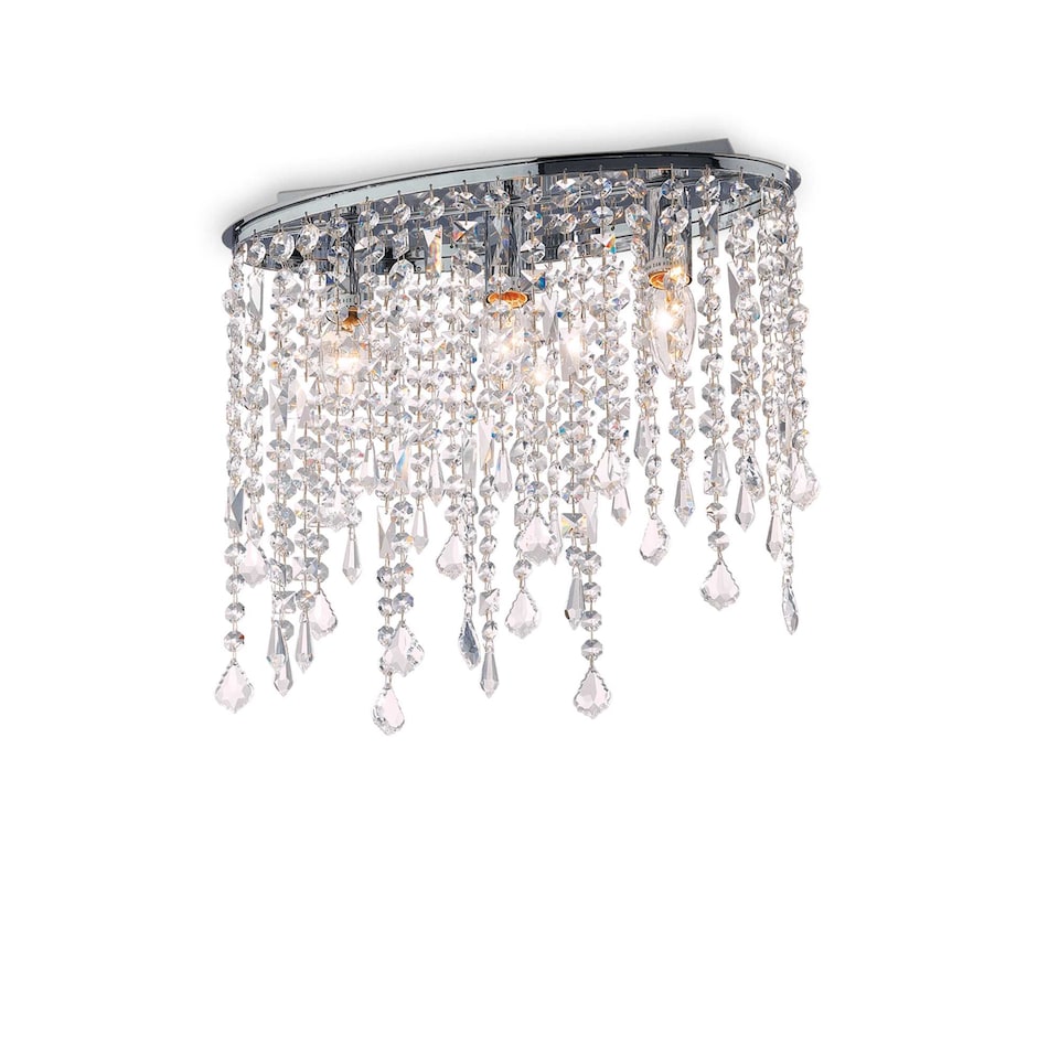 Rain Clear 3 Light Small Ceiling Flush Light Chrome, E14