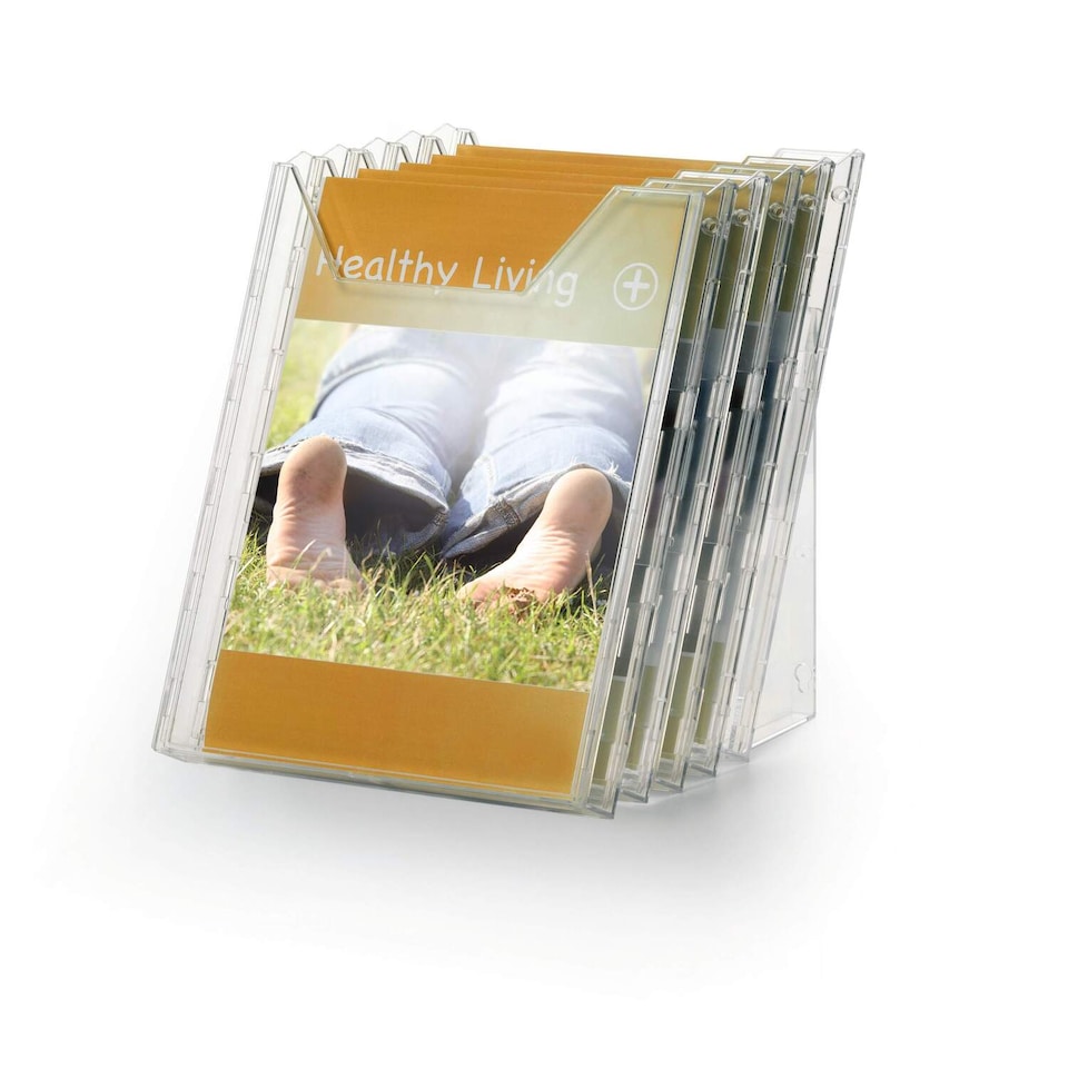 image 1 of Durable COMBIBOXX 5 Literature Tray | Stand & Wall Mount | A4 Portrait | Clear