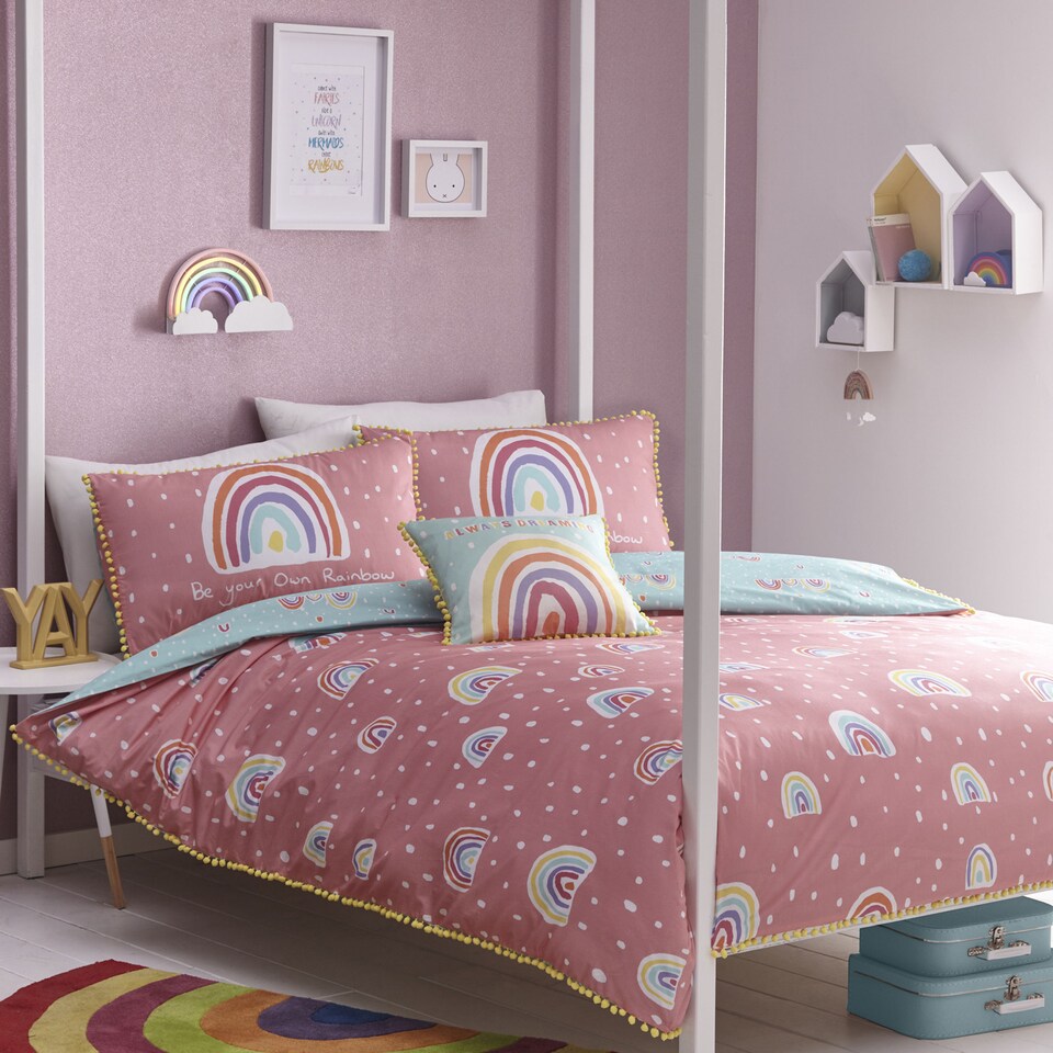 image 1 of Appletree Rainbow Pom Duvet Cover Set Multi