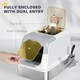 image 5 of PawHut Stainless Steel Litter Box, Enclosed Metal Litter Tray with Scoop White | One Size