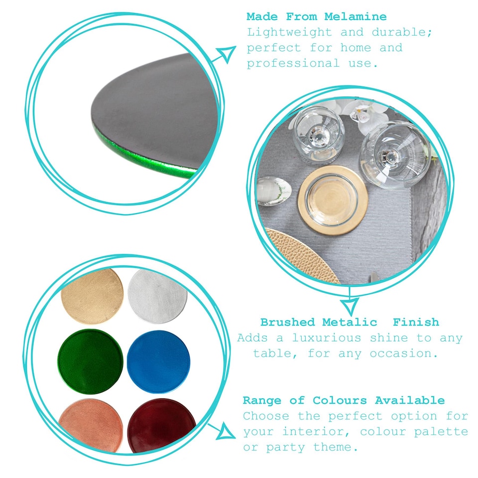 image 1 of Argon Tableware Metallic Coasters - 10cm - Black - Pack of 6