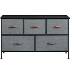 Yaheetech Wide Fabric Organizer with 5 Drawers Dark Grey Grey | Dark Grey