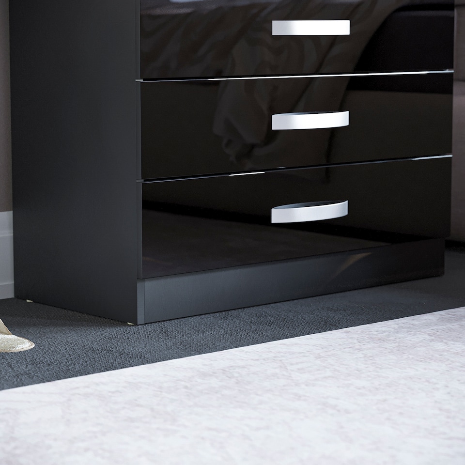 image 1 of Vida Designs Hulio 4 Drawer Chest of Drawers High Gloss Bedroom Storage, Black