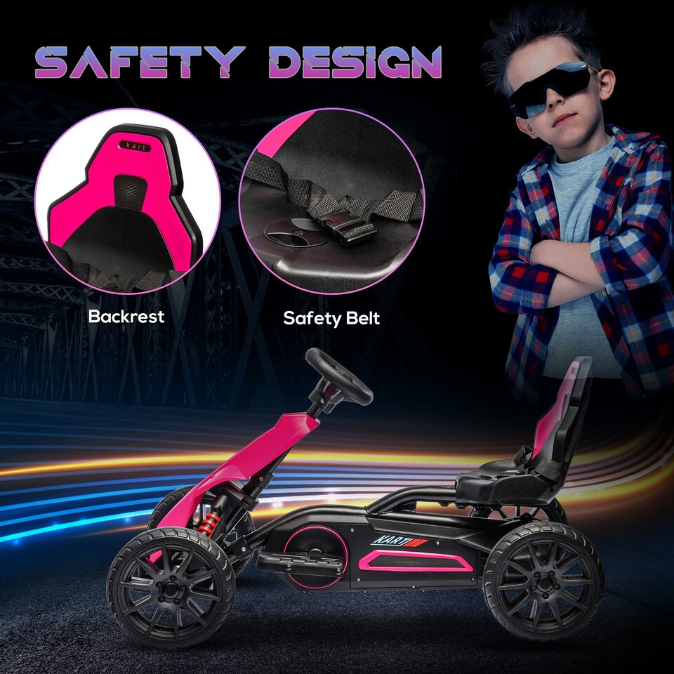 image 1 of HOMCOM 12V Electric Go Kart w/ Forward Reversing 2 Speeds for 3-8 Yrs - Pink