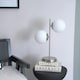image 1 of ValueLights Jas Opal White Frosted Glass Globe Shades 2 Way Silver Chrome Table Lamp