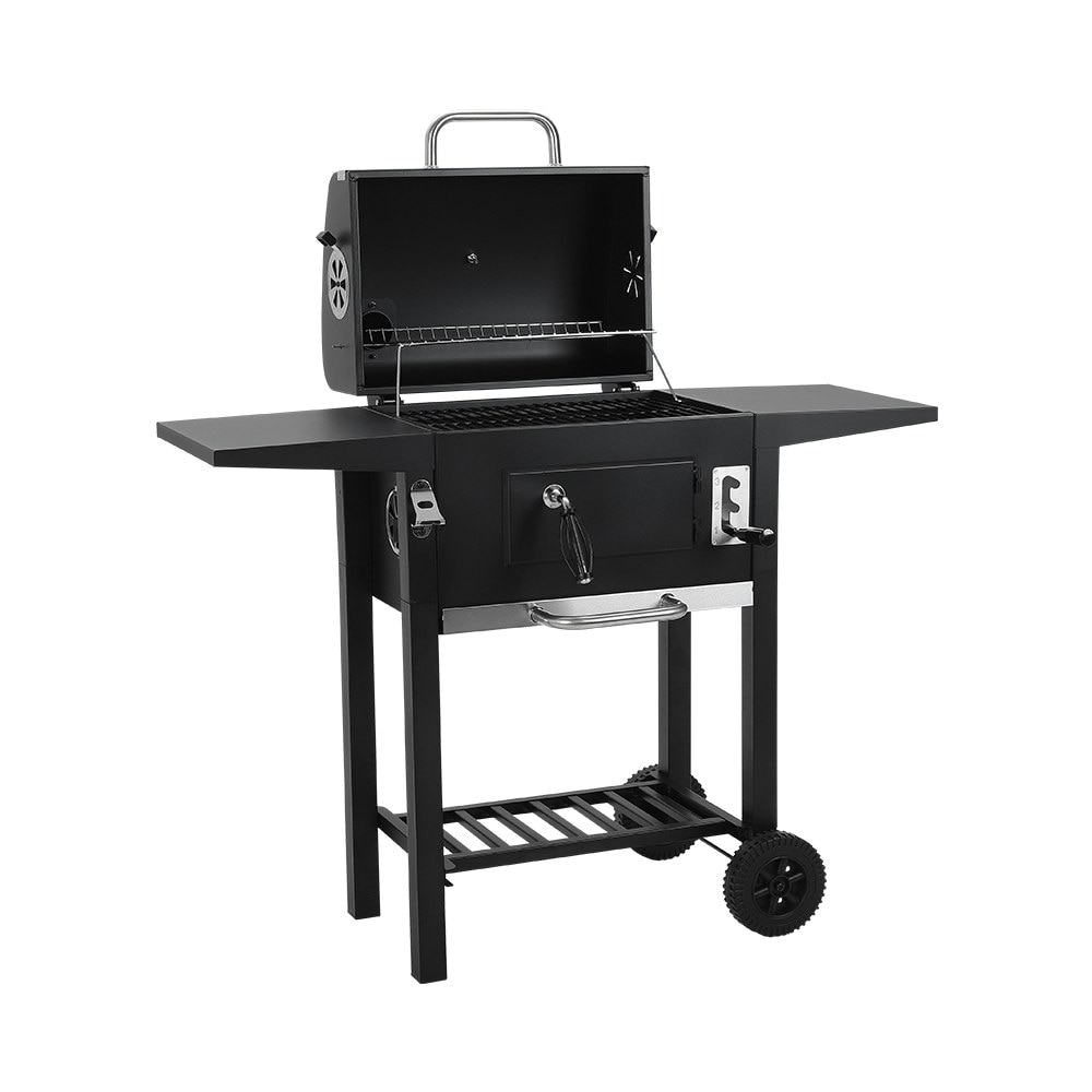 Living and Home Outdoor Charcoal Grill with Smoke Stack - Carbon Steel