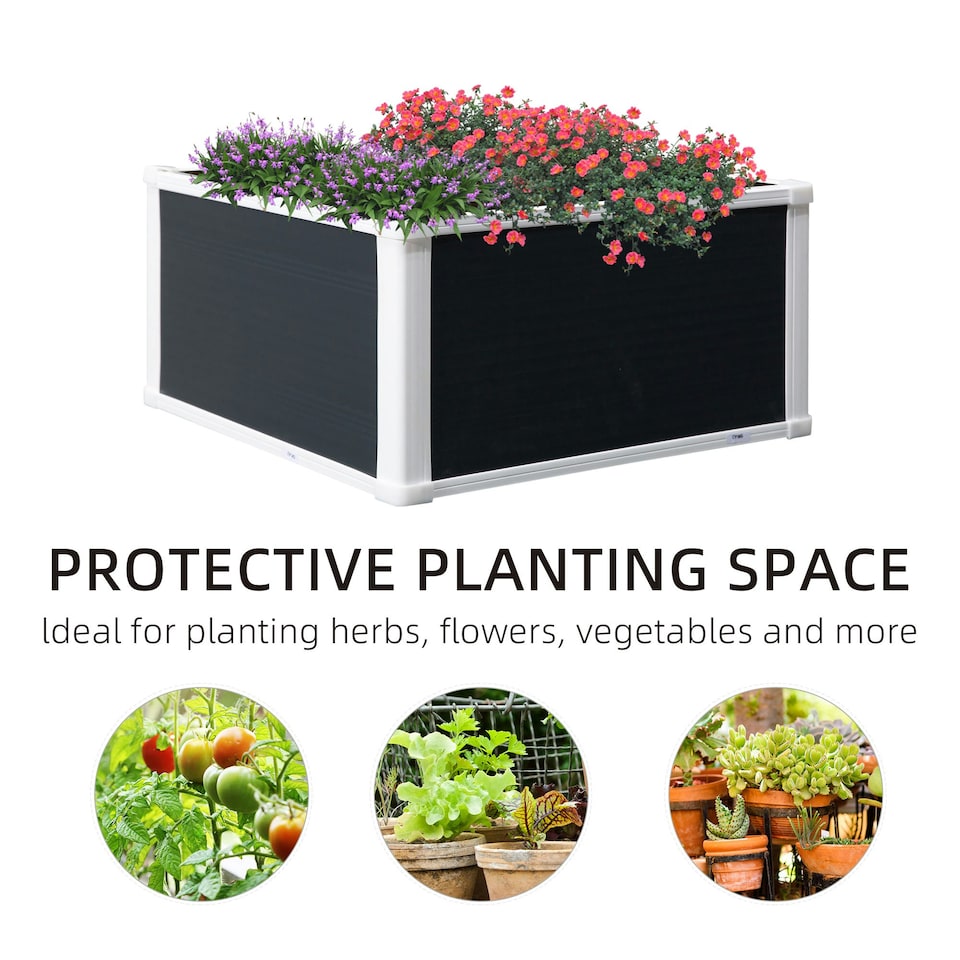 image 1 of Outsunny Garden Raised Bed Planter Grow Containers Flower Pot 60x60cm
