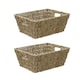 image 1 of JVL Large Hand Woven Seagrass Rectangular Storage Basket,, Capacity:14L, Set of 2 | Brown