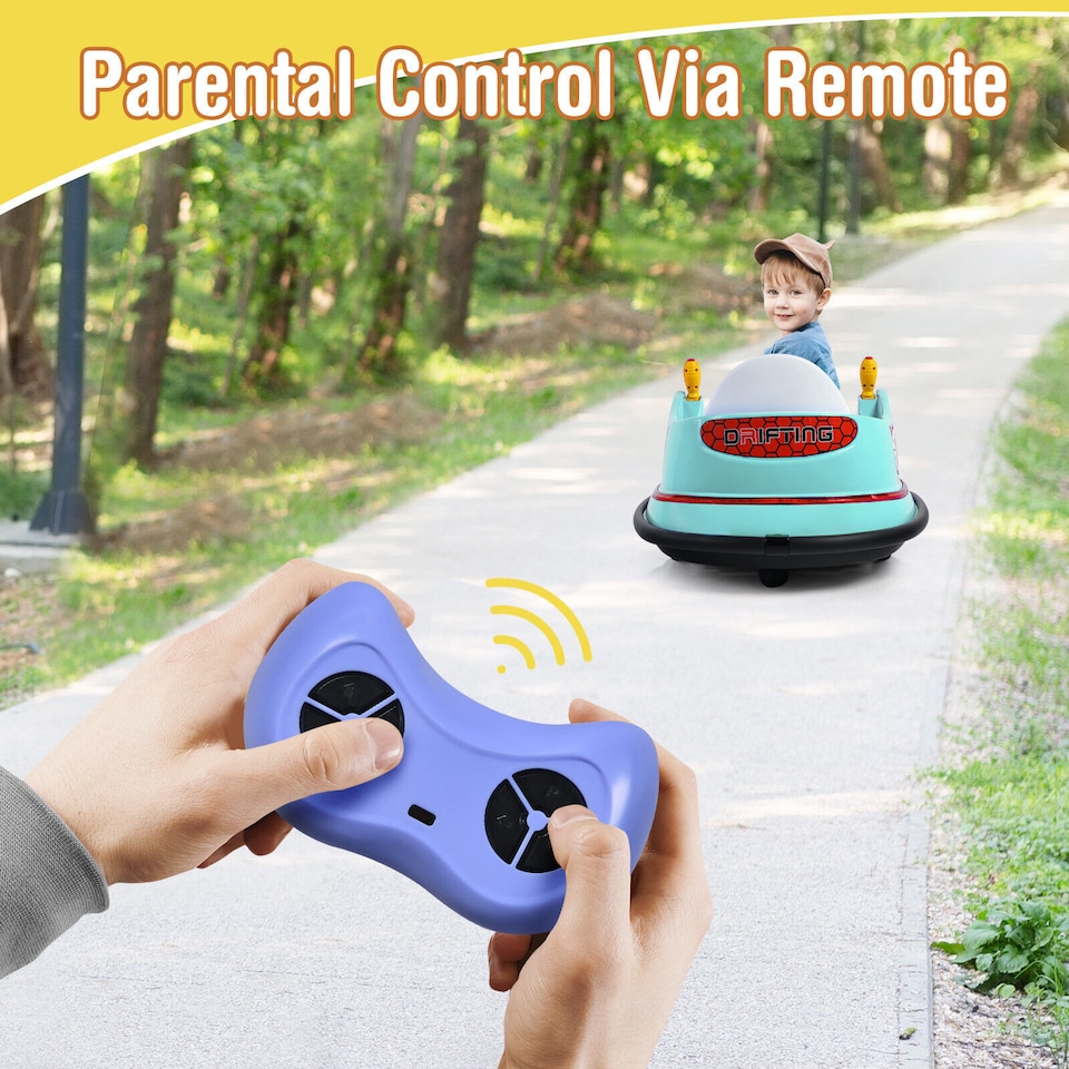 image 1 of COSTWAY Kids Ride-On Bumper Car 6V Electric Bumper Car Green