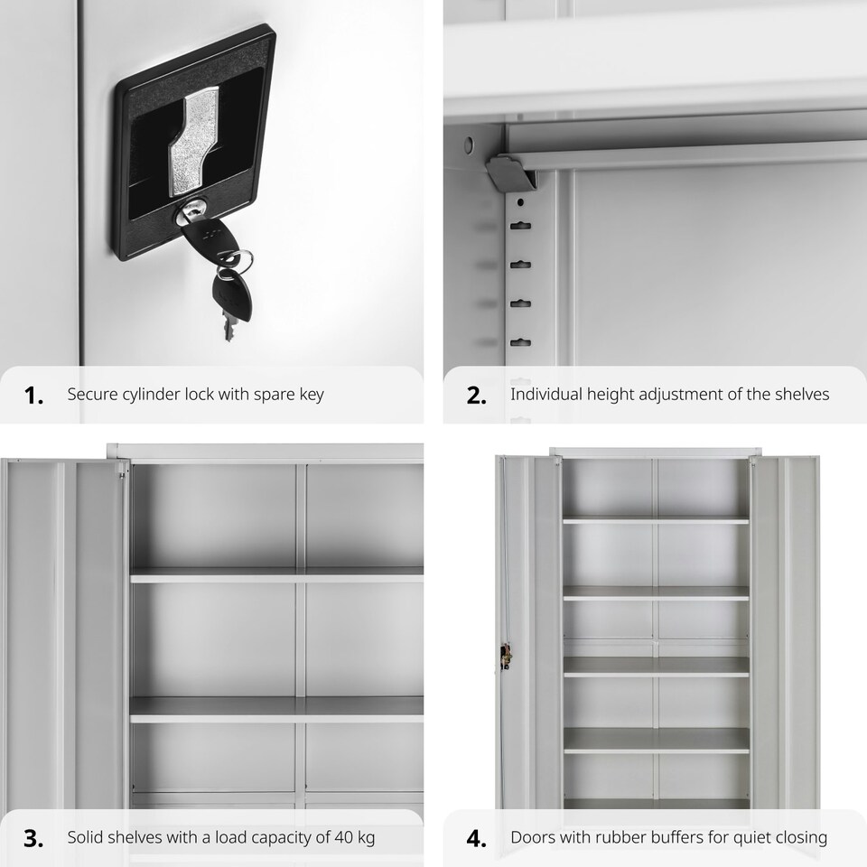 image 1 of Filing Cabinet Blain - 5 height-adjustable shelves, lockable doors Grey