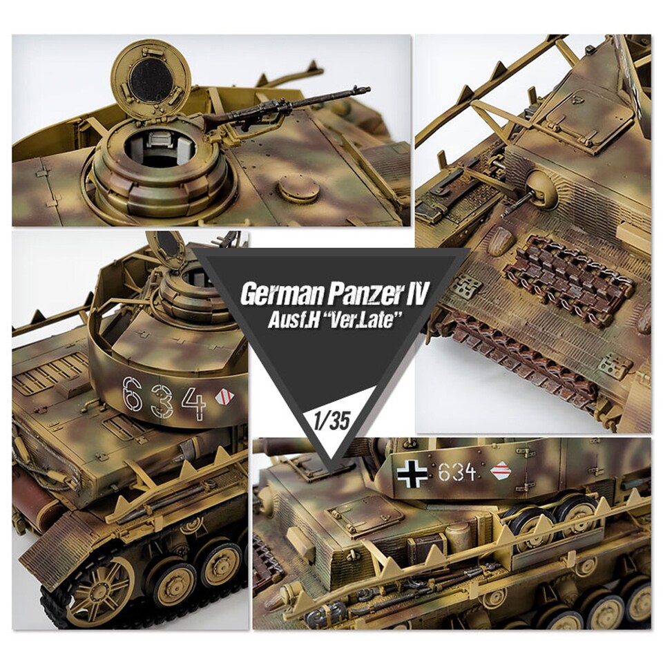 image 1 of Academy German Panzer IV Ausf.H Late Version Tank Military Model Kit Scale 1-35